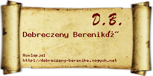 Debreczeny Bereniké névjegykártya